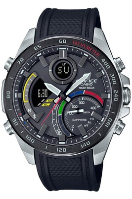 Pre-owned Casio Edifice Watch Racing Multi-color Series Ecb-900ymp-1ajf Men's Black In Round Bezel (multicolor)