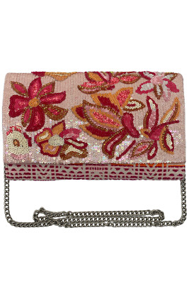 America and Beyond Embellished Convertible Clutch w/ Strap Petal Pink