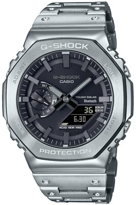 Pre-owned Casio G-shock Gm-b2100d-1ajf Full Metal Silver Bluetooth Solar Watch Men's