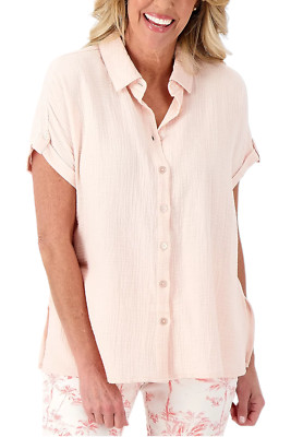 Studio Park x Amy Stran Gauze Button Front Shirt Blush
