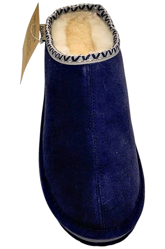BEARPAW Women's Lucille Water and Stain-Repellent Suede Mules Indigo