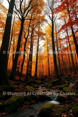 Mystical Enchanted Forest Digital Art Glowing Flora & Lights - Instant Download