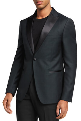 Pre-owned Zegna Z  Mens Peak Satin Lapel Wool Tuxedo Jacket 40 Short Green It 40 $1345