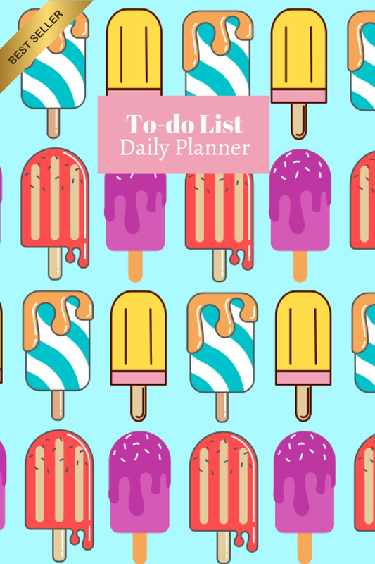 Blue Ice Lolly Daily To-Do List Notebook: Undated Daily Line Planner, Organiser