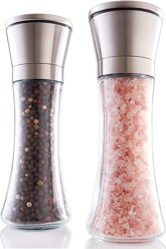 Gorgeous Salt and Pepper Grinder Set - Refillable Stainless Steel Combo Shakers