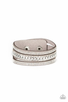 ~Rollin' In Rhinestones~ Silver Urban Snap Bracelet Paparazzi Jewelry