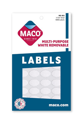 White Oval Multi-Purpose Labels, 1/2 X 3/4 Inches, 1000 per Box (MO-812)