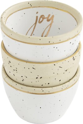 Mud Pie Gold Stoneware Ramekins, Joy, 3'' dia