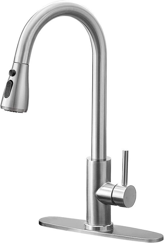 Kitchen Faucet with Pull down Sprayer Single Level Stainless Steel Sink Faucets