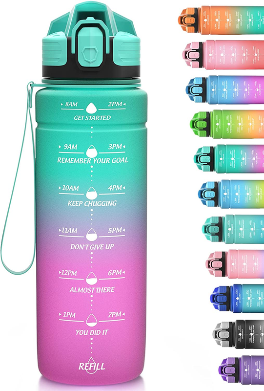 17Oz 24Oz 32Oz Water Bottles, Motivational Water Bottle with Time Marker, Leakpr