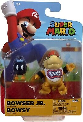 Super Mario Bowser Junior Jr. Action Figure with Bob-Omb 4 Inch Scale