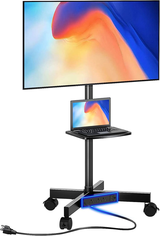 With Power Outlet, Mobile Cart On Wheels For 23-60 Inch Led 