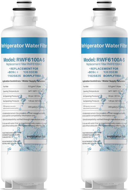 2 Pack for Bosch Fridge Water Filter BORPLFTR55 11032531 BORPLFTR50 Replacement,