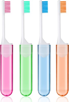 Sibba Toothbrush Covers 4 Pieces Folding Manual Toothbrushes Case 4 Colors 
