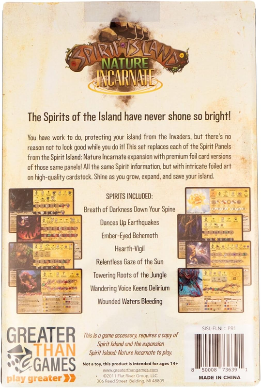 Spirit Island Nature Incarnate Foil Spirit Panels 8 Pack Board Game Accessory