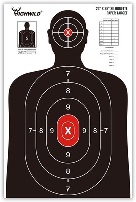 Highwild Shooting Range Silhouette Paper Target - 23X35 Inches White & Black 