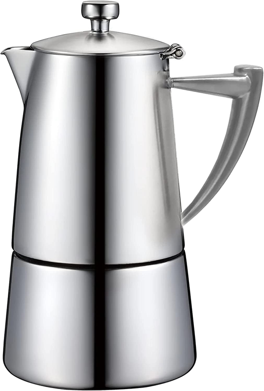 Roma Satin Stainless Steel Moka Pot Stovetop Espresso Maker,