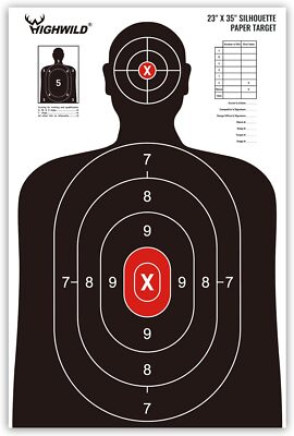 Highwild Shooting Range Silhouette Paper Target - 23X35 Inches White & Black 