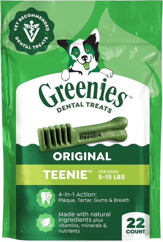 Greenies Dental Chews TEENIE Treats for Dogs - Mini TREAT-PAK Package 6 Oz. 22 Treats
