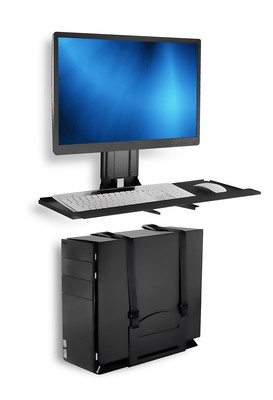 Mount-It! Monitor and Keyboard Wall Mount with CPU Holder, Height Adjustable ...