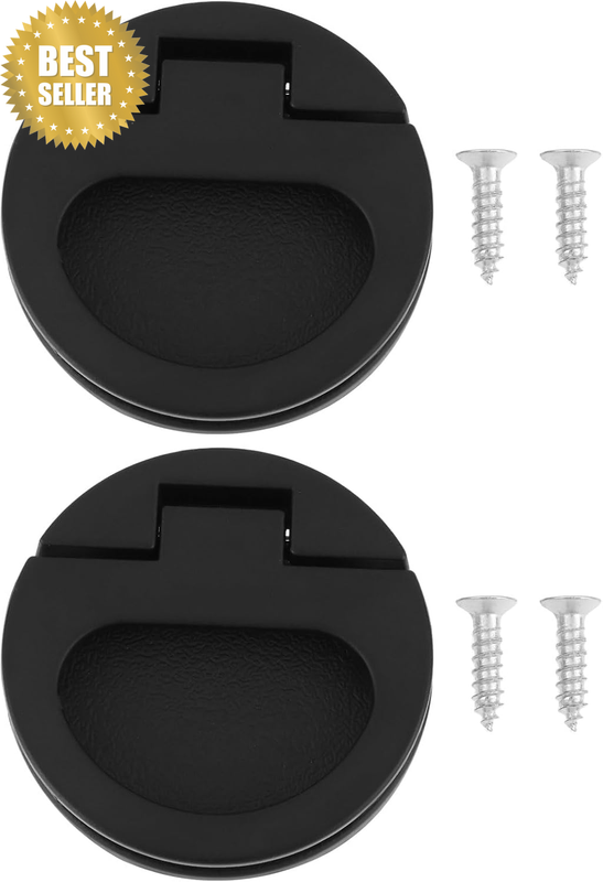 2Pcs Flush Pull Ring Handle with Screw 43.5X7Mm for Plane Drawer Door Closet Bla