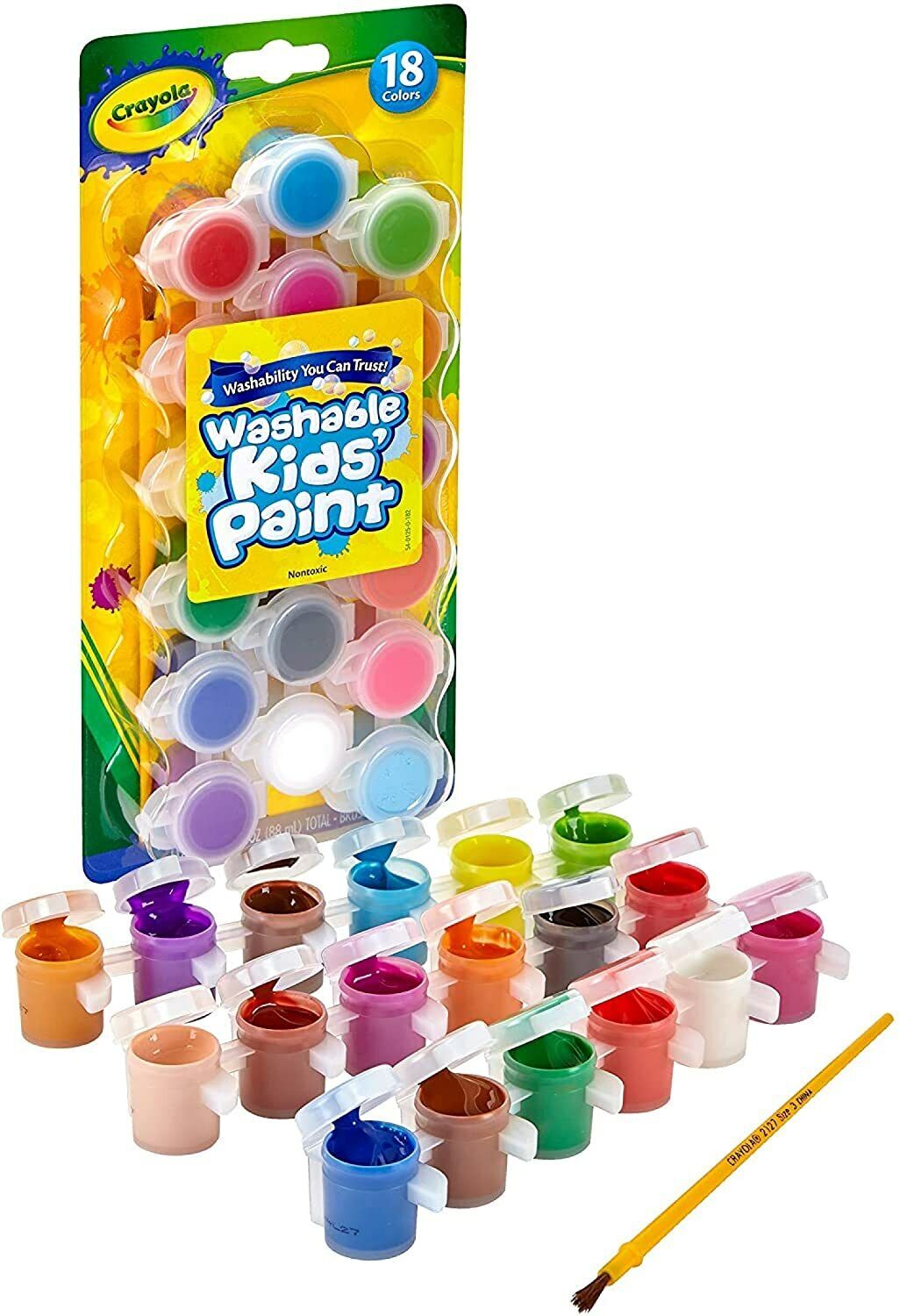 Crayola Washable Kids Paint Set & Paintbrush, Painting Supplies 18 Count 54-0125 Crayola Washable Kids Paint Set & Paintbrush, Painting Supplies 18 Count 54-0125