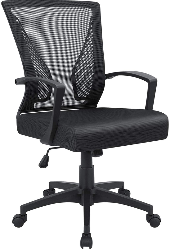 Mid Back Swivel Lumbar Support Desk Office Chair Computer Ergonomic Mesh Armrest