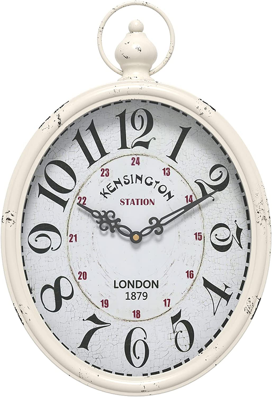 Menterry Oval Retro Wall Clock Rustic Vintage Style Antique 