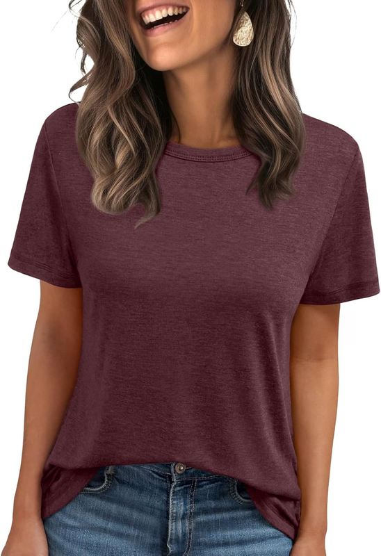 Summer Tops for Women Short Sleeve Casual Shirt, Plus Sz, Vacation & Workout Tee
