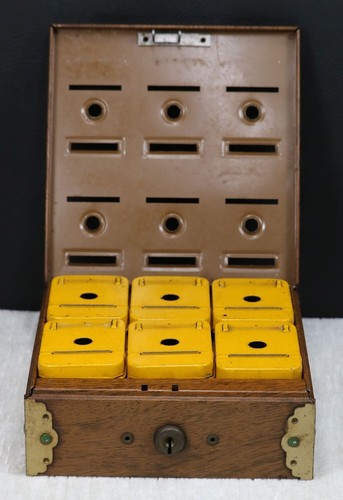 Two Vintage Tudor Metal Products Corp. Home Budget Savings Banks 100% Original