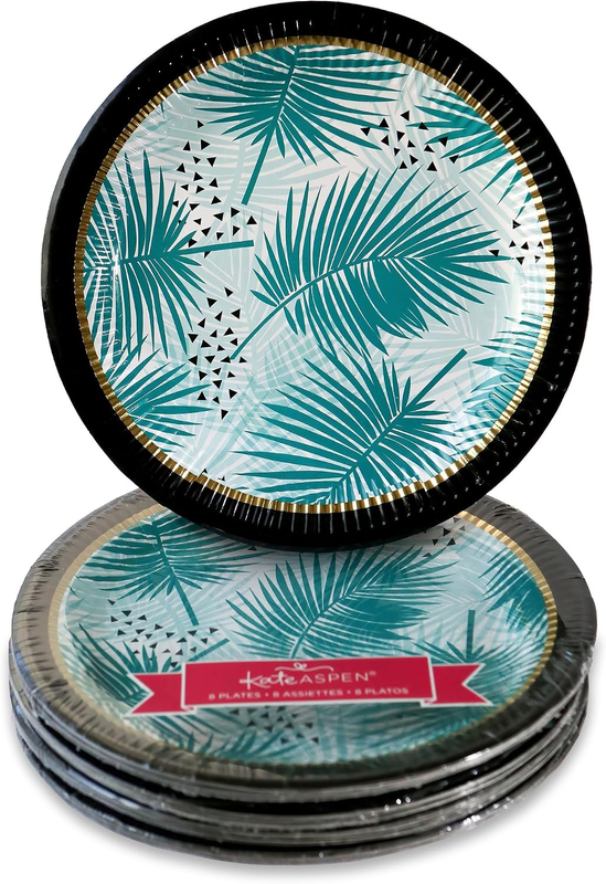 28323NA Tropical Chic Paper Plates (Set of 32) Premium Decorative Paper Plates (