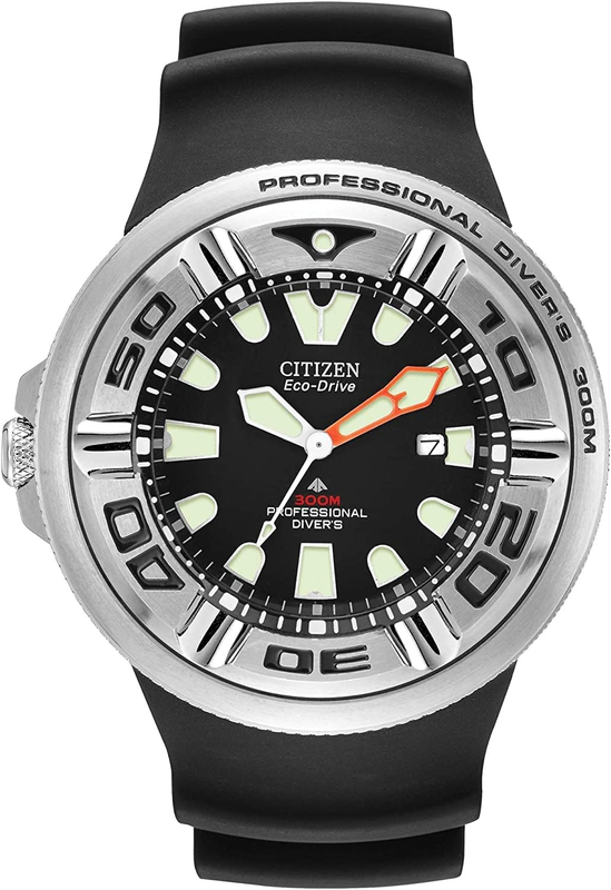 Pre-owned Citizen Men's Promaster Dive Eco-drive Watch, 3-hand Date, Polyurethane Strap, I In Black Strap/black Dial
