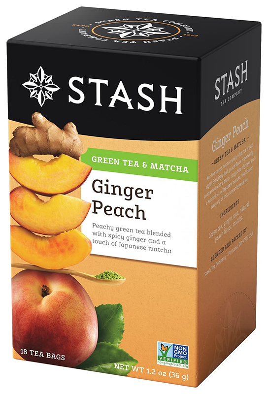 Ginger Peach Green Tea - Caffeinated, Non-gmo Project Verified Premium Tea W