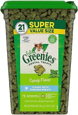 Greenies Super Value Size Feline Dental Treats Catnip Flavor 21-Ounce Tub