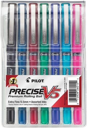 PILOT Precise V5 Premium Rolling Ball 7 Color Pen Set Extra Fine 0.5 mm 