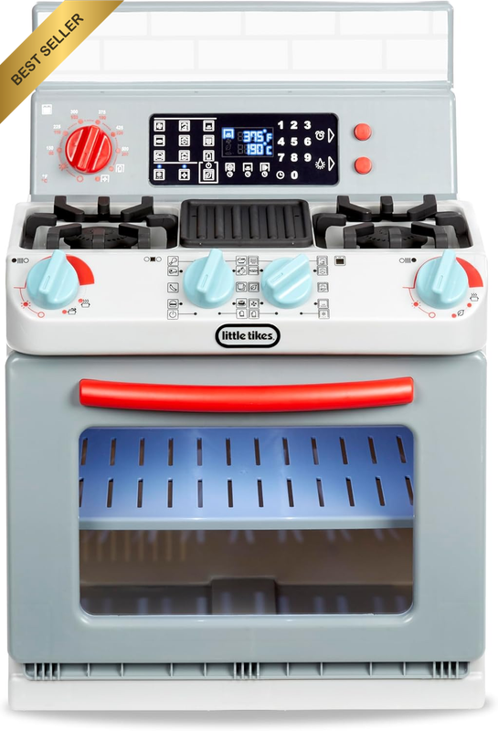 Retro 50s Inspired Toy Oven with 11 Realistic Accessories & Sounds (Ages 2+)