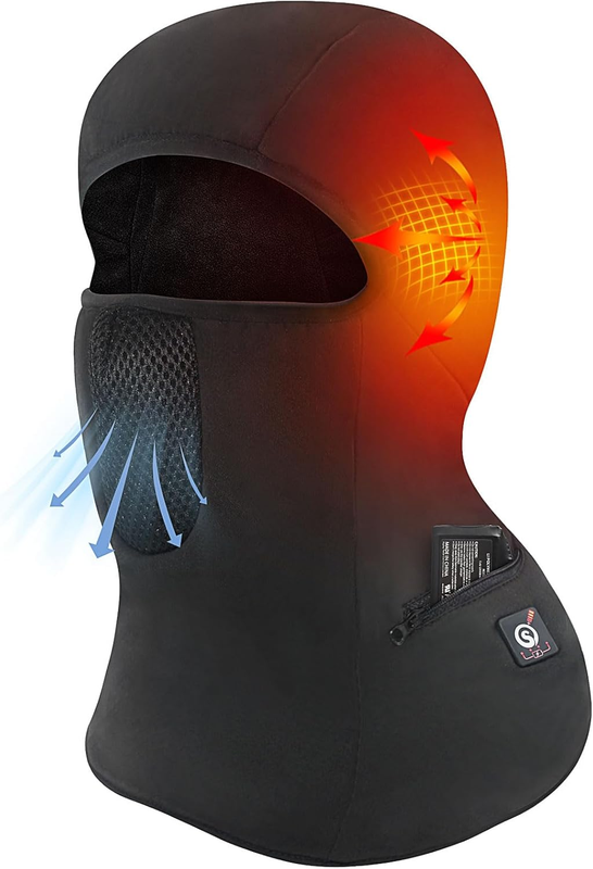 Heated Balaclava for Men & Women,Electric Heated Ski Mask with Anti-Freeze Battery for Motorcycle Riding