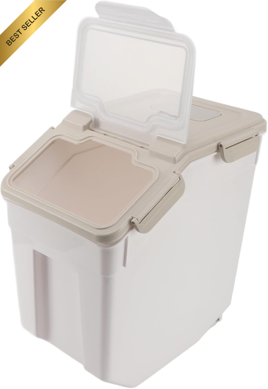 Rice & Cereal Storage Containers with Measuring Cup, Airtight Kitchen Food Stora