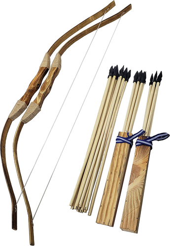 Adventure Awaits - 2-Pack Handmade Wooden Bow and Arrow Set - 20 Wood Beige