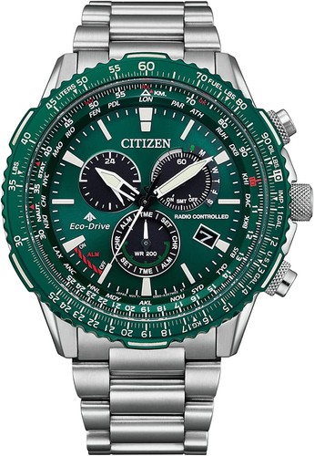 Pre-owned Citizen Promaster Sky Cb5004-59w Green Radio Eco-drive Direct Flight Watch Men