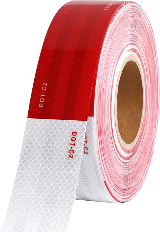 2 Inch x 160Ft DOT C2 Reflective Tape Red White High Visibility Safety Trailer