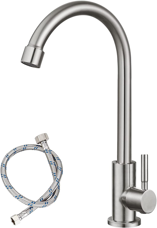 Kitchen Faucet 1 Hole Single Handle 360 Degree Swivel Spout Deck Mount Brushed