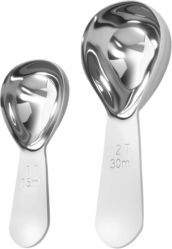 2Pcs Coffee Scoops, Premium 18/8 Stainless Steel Coffee Spoons, Set of 2 Short H