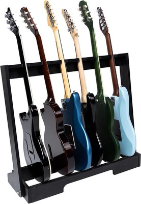 Gator Frameworks GFW-GTR-WD6RK Wooden Guitar Rack for Up to 6 Guitars, Black