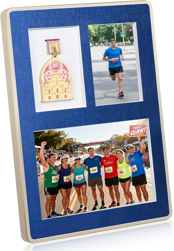 Medal Display Shadow Box, Aluminum Frame with Acrylic Panel for Sports Awards, Photos and Race Bibs(A3 Size)