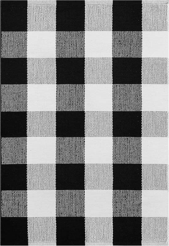 Buffalo Plaid Outdoor Rug 2x3 Black and White Checkered Rug Cotton Hand Woven Ru