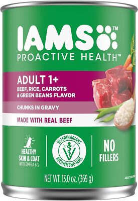IAMS PROACTIVE HEALTH Adult Wet Dog Food Chunks in Gravy Beef, Rice, Carrots &