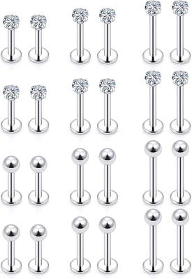 24Pcs 16G Labret Jewelry Stainless Steel Medusa Piercing Jewelry