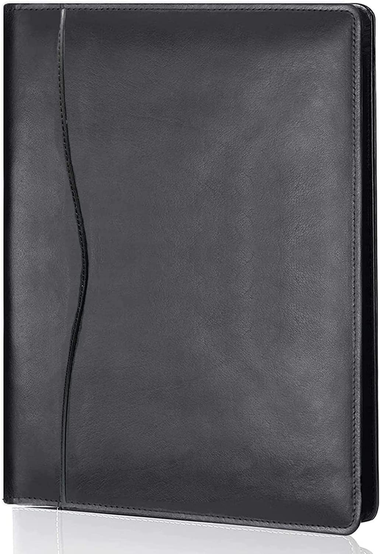 Leather Portfolio - Padfolio, Document Organizer, Black