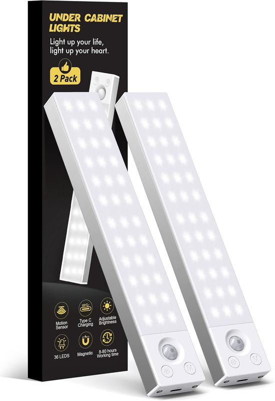 Under Cabinet Lighting Wireless, LED Motion Sensor Closet Light Indoor(6000K) Di